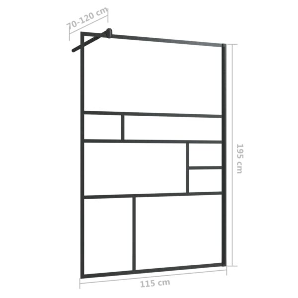 vidaXL Walk-in Shower Wall with Clear ESG Glass 45.3"x76.8" Black - Image 6