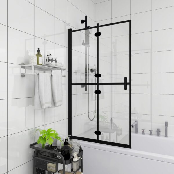 vidaXL Folding Shower Enclosure ESG 31.5"x55.1" Black - Image 3