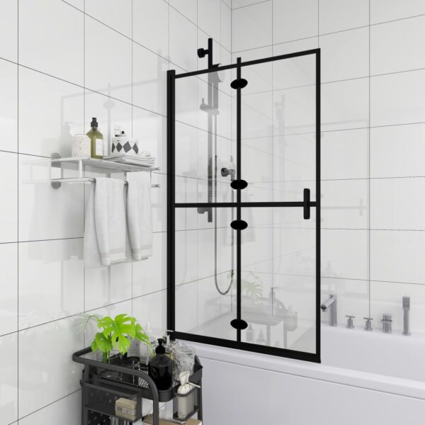 vidaXL Folding Shower Enclosure ESG 39.4"x55.1" Black - Image 3