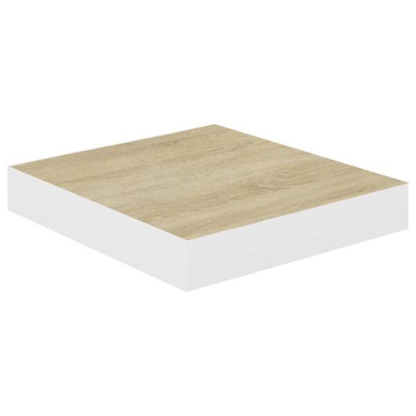 vidaXL Floating Wall Shelf Oak and White 9.1"x9.3"x1.5" MDF - Image 2