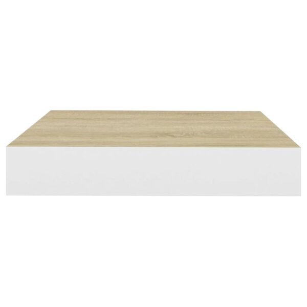 vidaXL Floating Wall Shelf Oak and White 9.1"x9.3"x1.5" MDF - Image 4