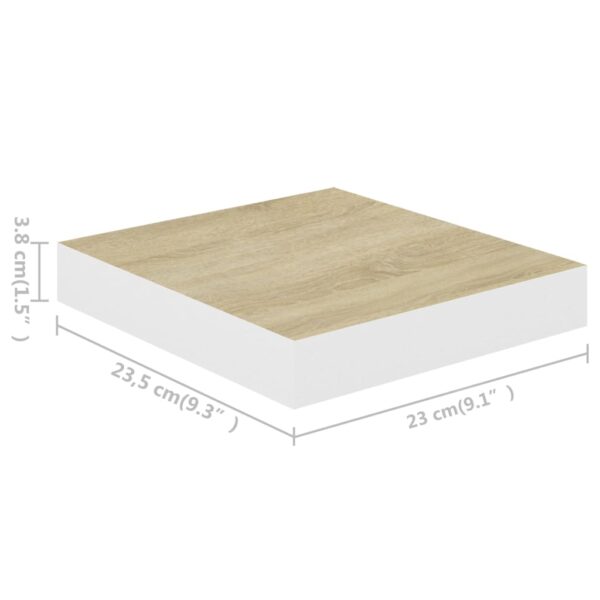 vidaXL Floating Wall Shelf Oak and White 9.1"x9.3"x1.5" MDF - Image 7