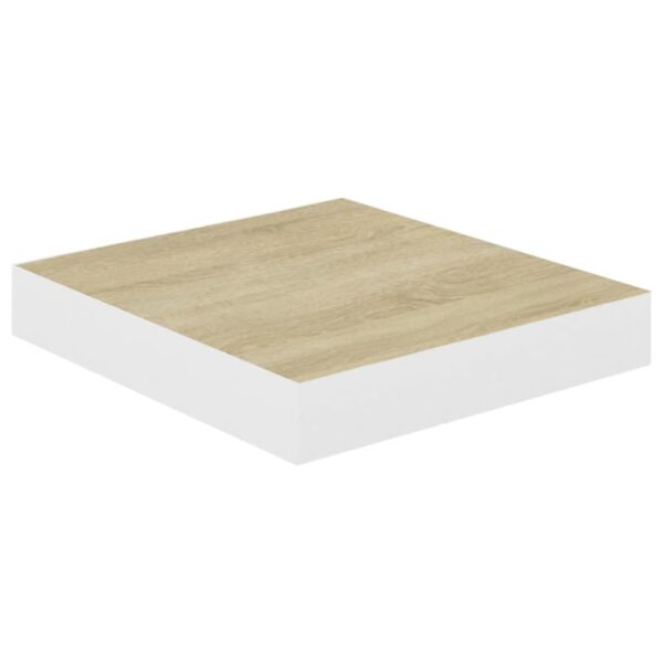 vidaXL Floating Wall Shelves 2 pcs Oak and White 9.1"x9.3"x1.5" MDF - Image 4