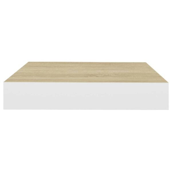 vidaXL Floating Wall Shelves 2 pcs Oak and White 9.1"x9.3"x1.5" MDF - Image 5