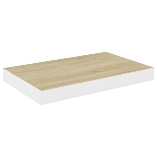 vidaXL Floating Wall Shelf Oak and White 15.7"x9.1"x1.5" MDF - Image 2