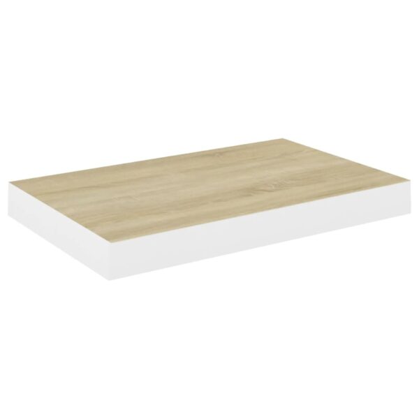 vidaXL Floating Wall Shelf Oak and White 15.7"x9.1"x1.5" MDF - Image 4