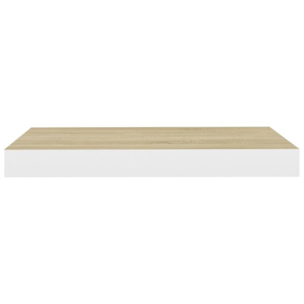 vidaXL Floating Wall Shelf Oak and White 15.7"x9.1"x1.5" MDF - Image 5