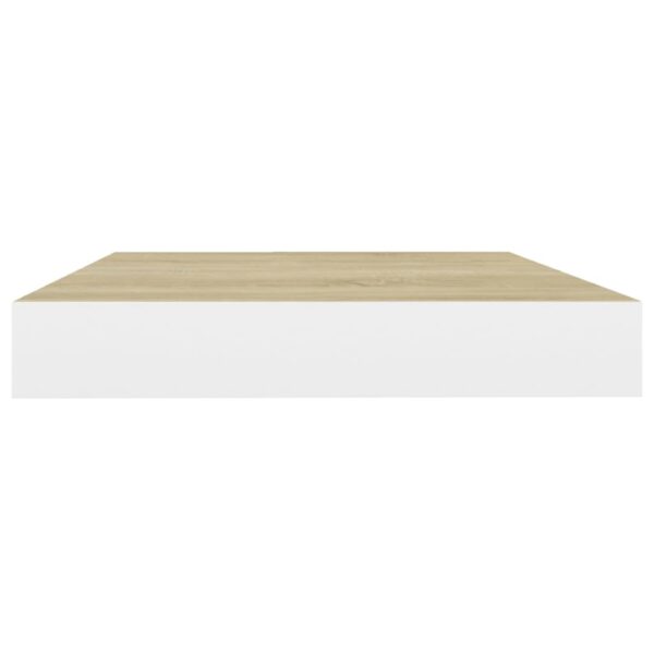 vidaXL Floating Wall Shelf Oak and White 15.7"x9.1"x1.5" MDF - Image 6