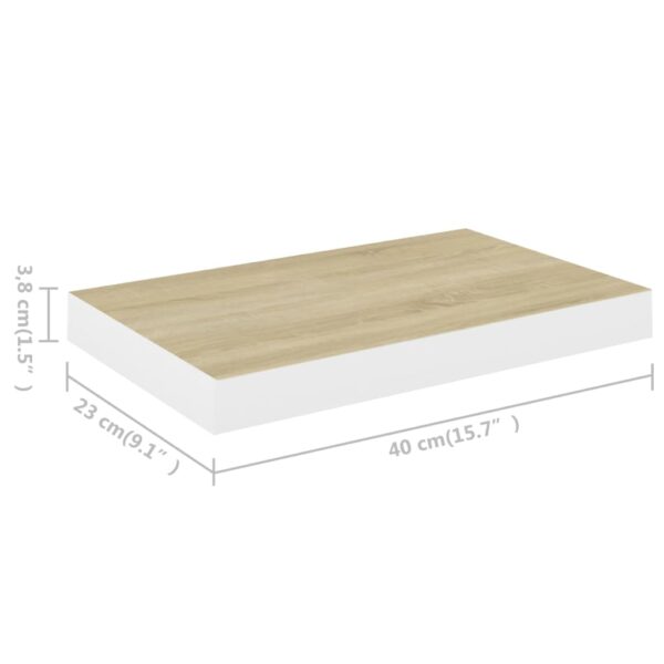 vidaXL Floating Wall Shelf Oak and White 15.7"x9.1"x1.5" MDF - Image 8