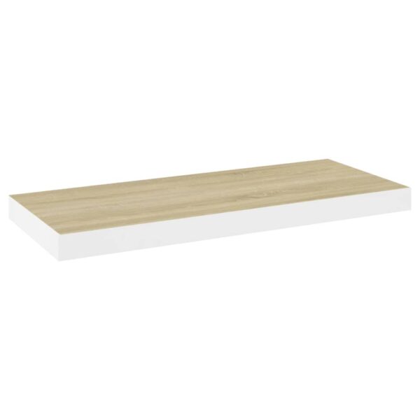 vidaXL Floating Wall Shelf Oak and White 23.6"x9.3"x1.5" MDF - Image 2