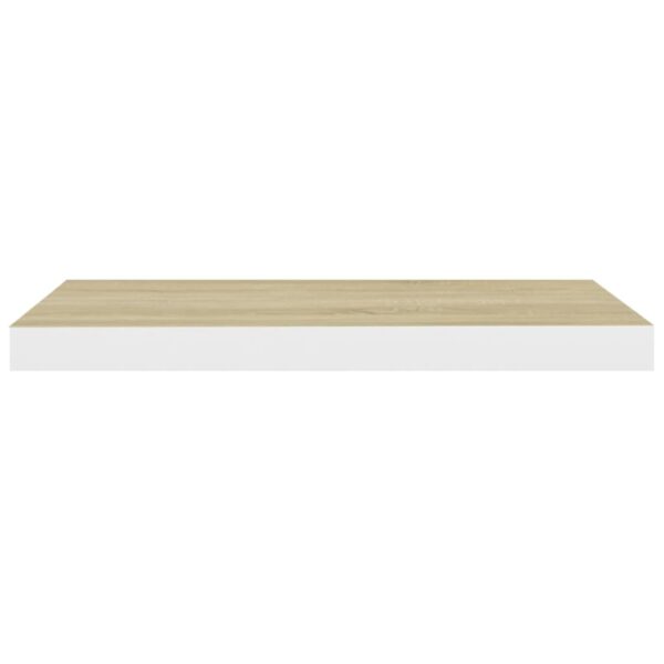 vidaXL Floating Wall Shelf Oak and White 23.6"x9.3"x1.5" MDF - Image 4