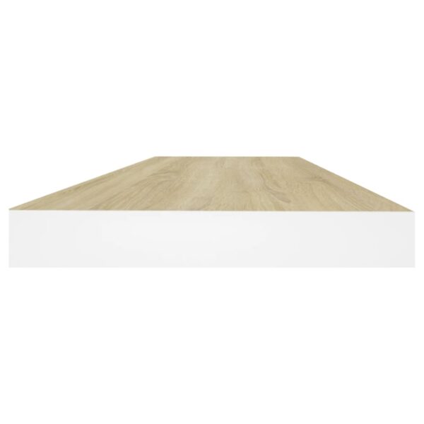 vidaXL Floating Wall Shelf Oak and White 23.6"x9.3"x1.5" MDF - Image 5