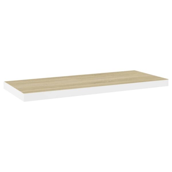 vidaXL Floating Wall Shelf Oak and White 31.5"x9.3"x1.5" MDF - Image 2