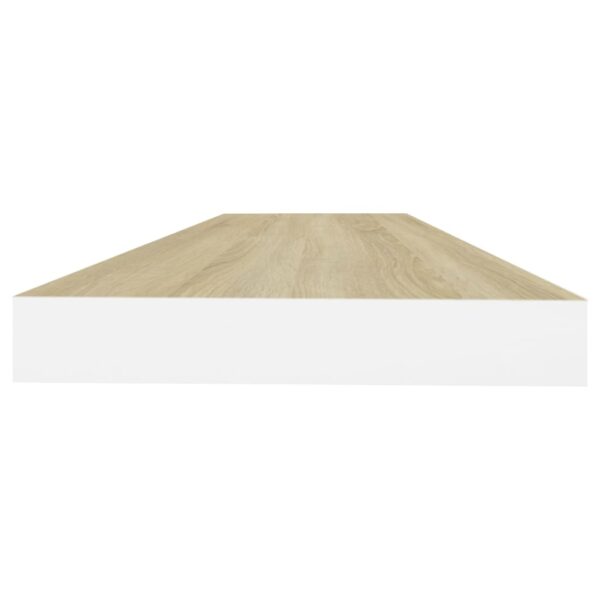 vidaXL Floating Wall Shelf Oak and White 31.5"x9.3"x1.5" MDF - Image 5