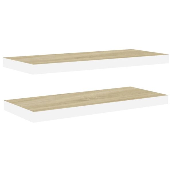 vidaXL Floating Wall Shelves 2 pcs Oak and White 31.5"x9.3"x1.5" MDF - Image 2