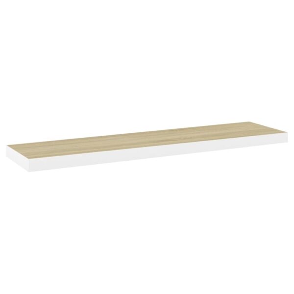 vidaXL Floating Wall Shelf Oak and White 47.2"x9.3"x1.5" MDF - Image 2