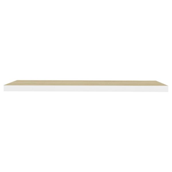 vidaXL Floating Wall Shelf Oak and White 47.2"x9.3"x1.5" MDF - Image 4