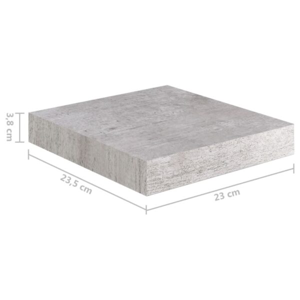 vidaXL Floating Wall Shelf Concrete Gray 9.1"x9.3"x1.5" MDF - Image 7