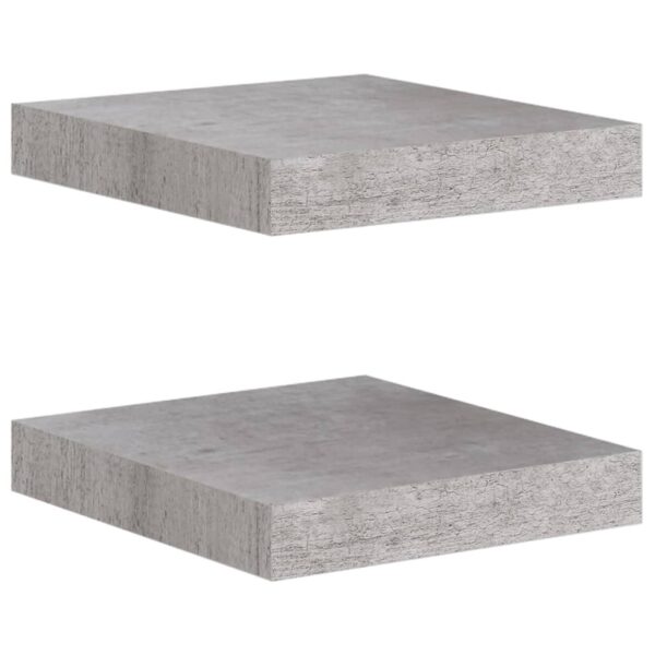 vidaXL Floating Wall Shelves 2 pcs Concrete Gray 9.1"x9.3"x1.5" MDF - Image 2