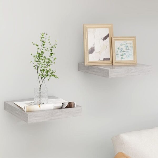 vidaXL Floating Wall Shelves 2 pcs Concrete Gray 9.1"x9.3"x1.5" MDF