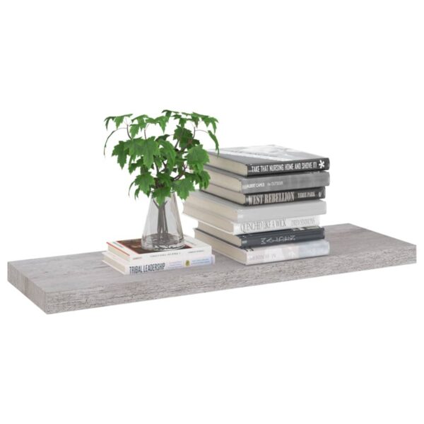 vidaXL Floating Wall Shelf Concrete Gray 31.5"x9.3"x1.5" MDF - Image 3