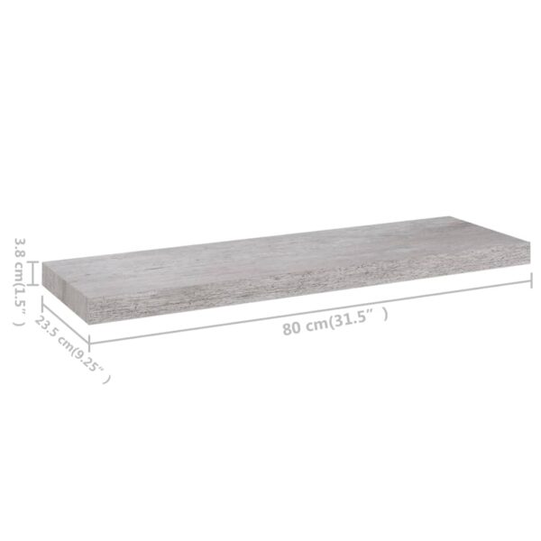 vidaXL Floating Wall Shelf Concrete Gray 31.5"x9.3"x1.5" MDF - Image 7