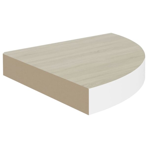 vidaXL Wall Corner Shelf Oak and White 9.8"x9.8"x1.4" MDF - Image 2