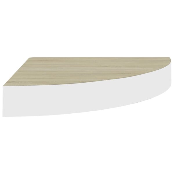 vidaXL Wall Corner Shelf Oak and White 9.8"x9.8"x1.4" MDF - Image 4