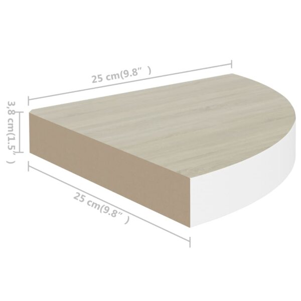 vidaXL Wall Corner Shelf Oak and White 9.8"x9.8"x1.4" MDF - Image 7