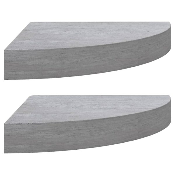 vidaXL Wall Corner Shelves 2 pcs Concrete Gray 9.8"x9.8"x1.4" MDF - Image 2