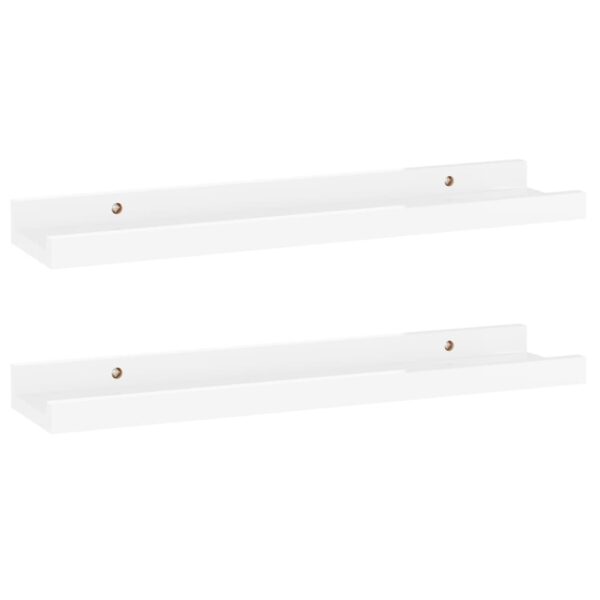 vidaXL Wall Shelves 2 pcs High Gloss White 15.7"x3.5"x1.2" - Image 2