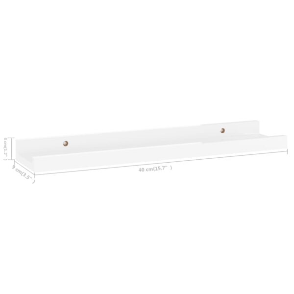 vidaXL Wall Shelves 2 pcs High Gloss White 15.7"x3.5"x1.2" - Image 9