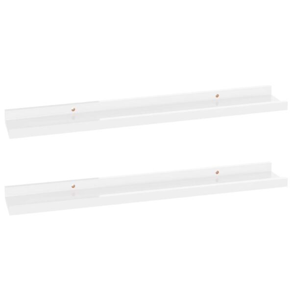 vidaXL Wall Shelves 2 pcs High Gloss White 23.6"x3.5"x1.2" - Image 2