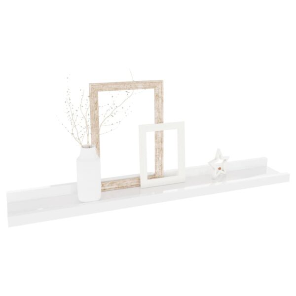 vidaXL Wall Shelves 2 pcs High Gloss White 23.6"x3.5"x1.2" - Image 3