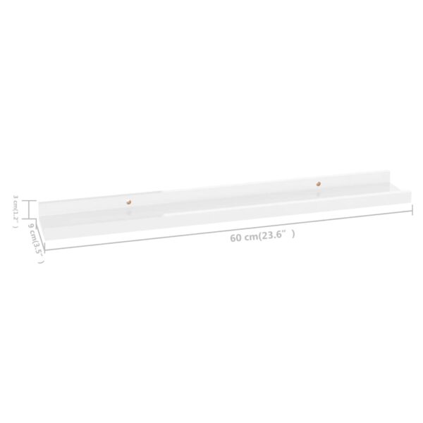 vidaXL Wall Shelves 2 pcs High Gloss White 23.6"x3.5"x1.2" - Image 9