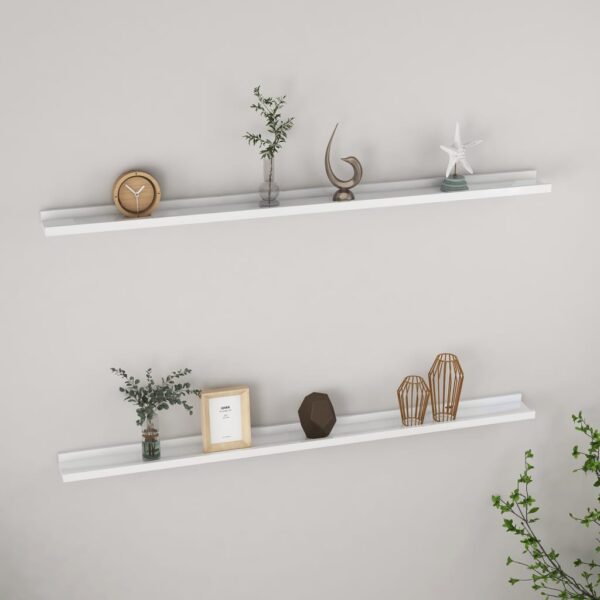 vidaXL Wall Shelves 2 pcs High Gloss White 45.3"x3.5"x1.2"