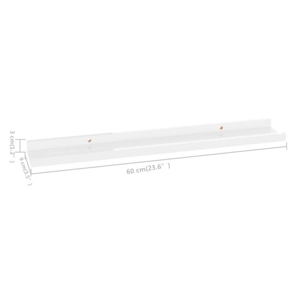 vidaXL Wall Shelves 4 pcs High Gloss White 23.6"x3.5"x1.2" - Image 9