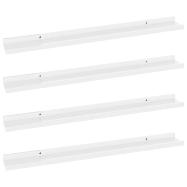 vidaXL Wall Shelves 4 pcs High Gloss White 31.5"x3.5"x1.2" - Image 2