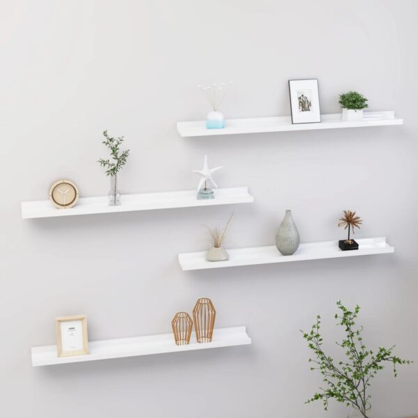 vidaXL Wall Shelves 4 pcs High Gloss White 31.5"x3.5"x1.2"