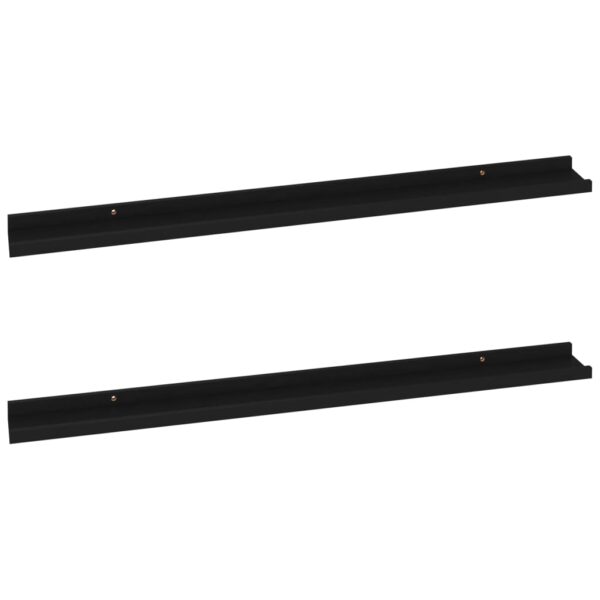 vidaXL Wall Shelves 2 pcs Black 39.4"x3.5"x1.2" - Image 2