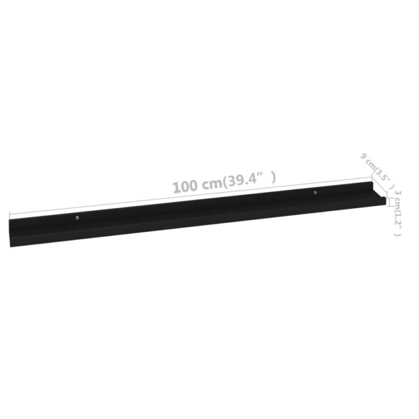 vidaXL Wall Shelves 2 pcs Black 39.4"x3.5"x1.2" - Image 9