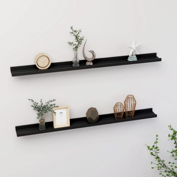 vidaXL Wall Shelves 2 pcs Black 39.4"x3.5"x1.2"