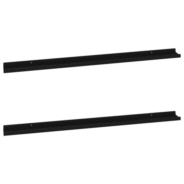 vidaXL Wall Shelves 2 pcs Black 45.3"x3.5"x1.2" - Image 2