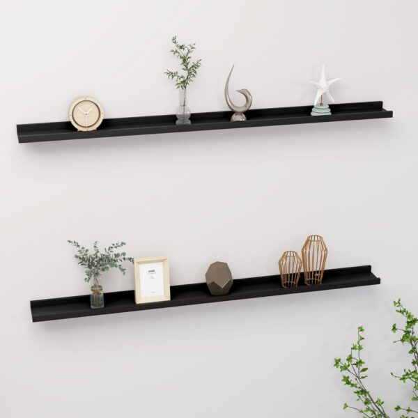 vidaXL Wall Shelves 2 pcs Black 45.3"x3.5"x1.2"