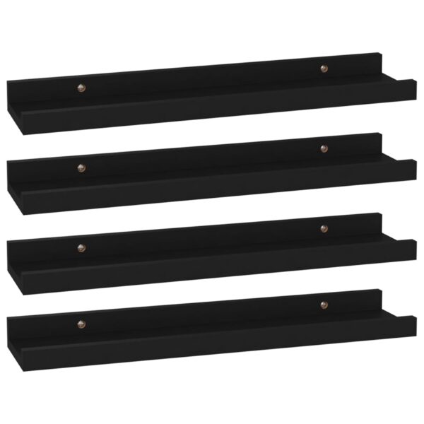 vidaXL Wall Shelves 4 pcs Black 15.7"x3.5"x1.2" - Image 2