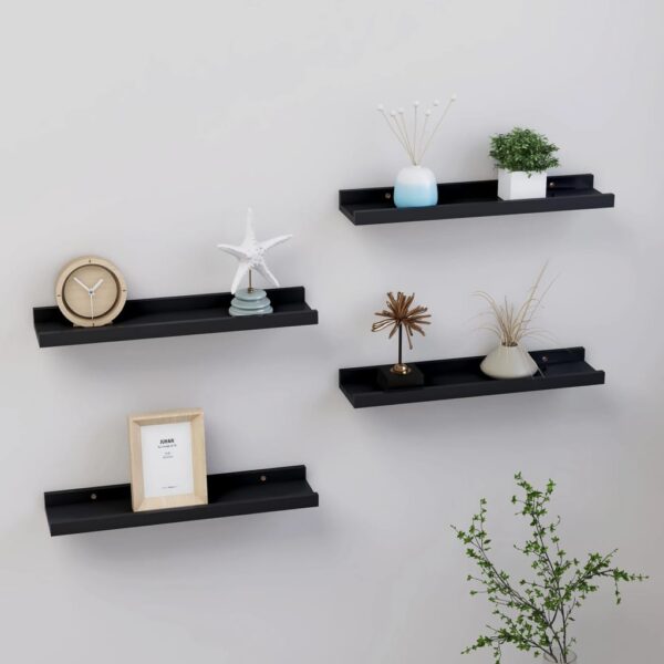 vidaXL Wall Shelves 4 pcs Black 15.7"x3.5"x1.2"