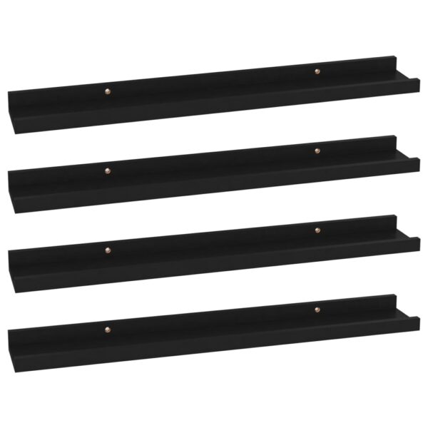 vidaXL Wall Shelves 4 pcs Black 23.6"x3.5"x1.2" - Image 2