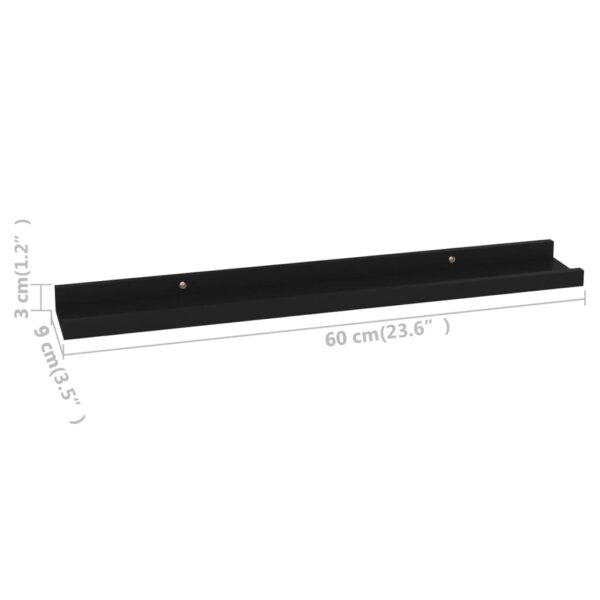 vidaXL Wall Shelves 4 pcs Black 23.6"x3.5"x1.2" - Image 9