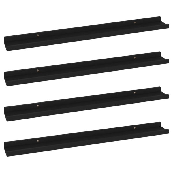 vidaXL Wall Shelves 4 pcs Black 31.5"x3.5"x1.2" - Image 2