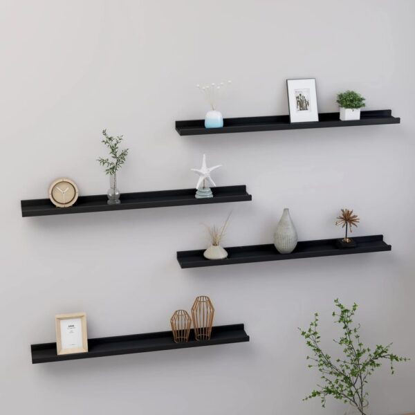 vidaXL Wall Shelves 4 pcs Black 31.5"x3.5"x1.2"